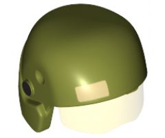 Minifigure, Headgear Helmet SW Resistance Trooper with Trans-Yellow Visor with Tan Rectangle and Black Circles Pattern