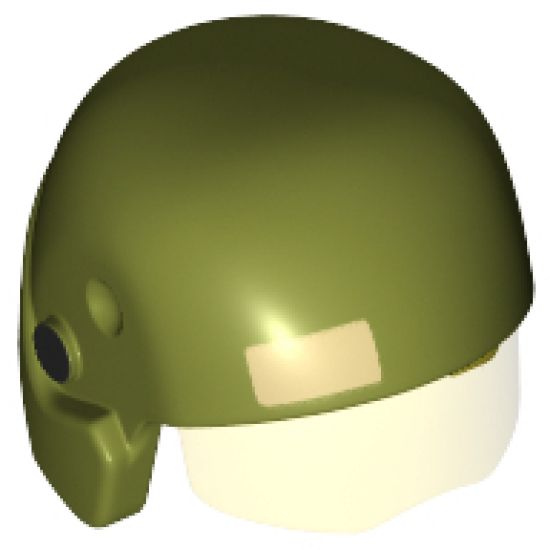 Minifigure, Headgear Helmet SW Resistance Trooper with Trans-Yellow Visor with Tan Rectangle and Black Circles Pattern