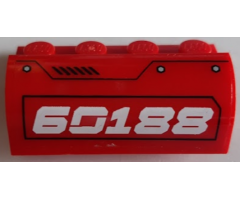 Slope, Curved 2 x 4 x 1 1/3 with 4 Recessed Studs with White '60188' Pattern Model Left Side (Sticker) - Set 60188