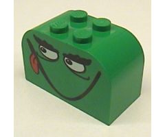 Slope, Curved 4 x 2 x 2 Double with Four Studs with Monster Face Smiling, Tongue Pattern
