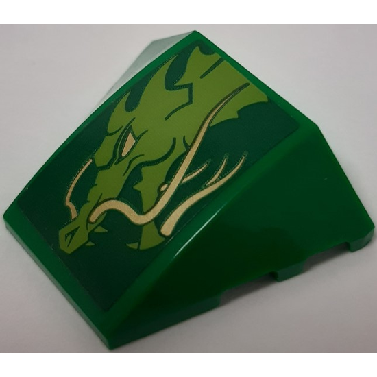 Wedge 4 x 3 No Studs with Dragon Head Pattern Model Left Side (Sticker) - Set 70641