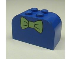 Slope, Curved 4 x 2 x 2 Double with Four Studs with Green Bow Tie Pattern