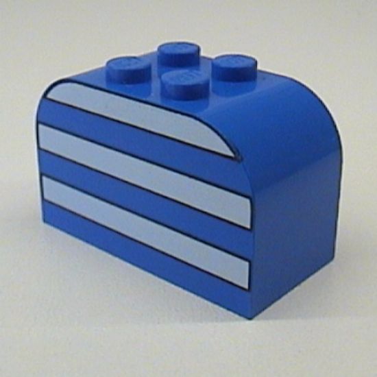 Slope, Curved 4 x 2 x 2 Double with Four Studs with White Stripes Pattern