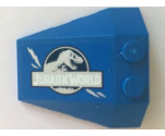 Wedge 4 x 4 Triple with Stud Notches with Jurassic World Logo and Claw Scratch Marks on Blue Background Pattern Model Right Side (Sticker) - Set 75915