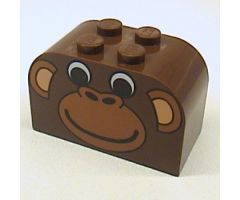 Slope, Curved 4 x 2 x 2 Double with Four Studs with Monkey Face Pattern