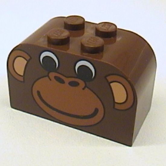 Slope, Curved 4 x 2 x 2 Double with Four Studs with Monkey Face Pattern