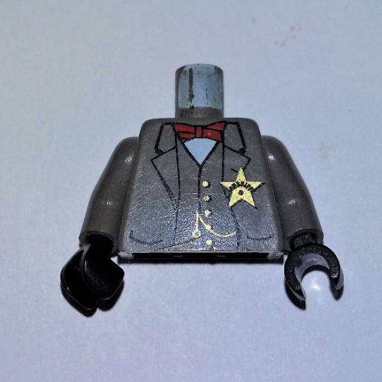 Torso Western Sheriff Star Badge, Vest, Red Bow Tie and Watch Fob Pattern (Sheriff) / Dark Gray Arms / Black Hands