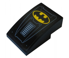 Slope, Curved 3 x 2 with Metal Plates, Vents and Yellow Batman Logo Pattern (Sticker) - Set 76160