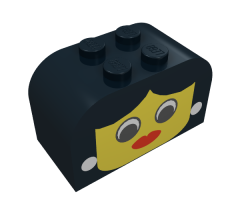Slope, Curved 4 x 2 x 2 Double with Four Studs with Yellow Face, Woman Pattern