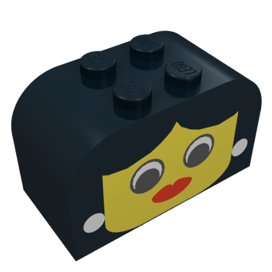 Slope, Curved 4 x 2 x 2 Double with Four Studs with Yellow Face, Woman Pattern