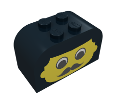 Slope, Curved 4 x 2 x 2 Double with Four Studs with Yellow Face, Moustache Pattern