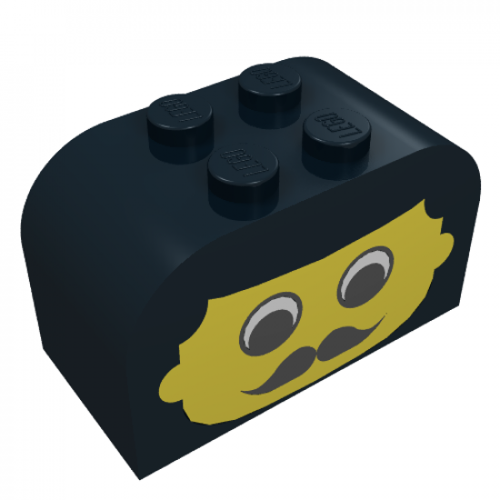 Slope, Curved 4 x 2 x 2 Double with Four Studs with Yellow Face, Moustache Pattern