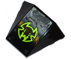 Wedge 4 x 3 No Studs with Black and Lime Bat Head Pattern (Sticker) - Set 70132