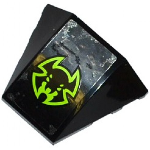 Wedge 4 x 3 No Studs with Black and Lime Bat Head Pattern (Sticker) - Set 70132