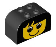 Slope, Curved 4 x 2 x 2 Double with Four Studs with Yellow Face, Simple Pattern