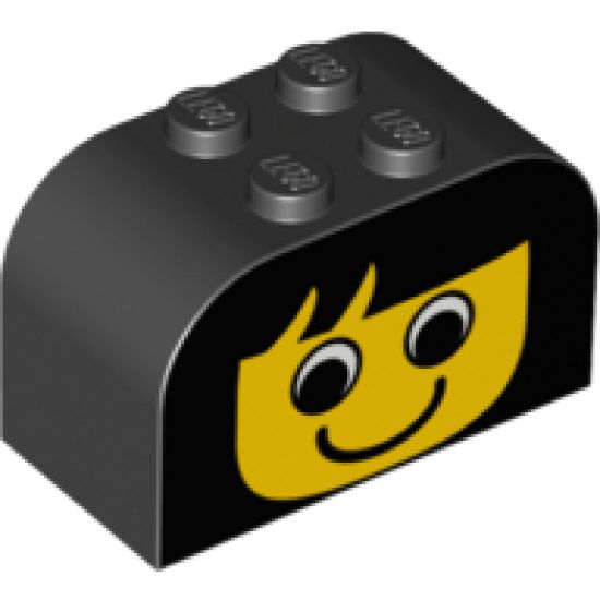 Slope, Curved 4 x 2 x 2 Double with Four Studs with Yellow Face, Simple Pattern