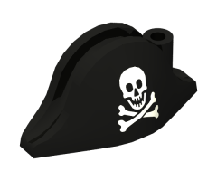 Minifigure, Headgear Hat, Pirate Bicorne with Small Skull and Crossbones Pattern