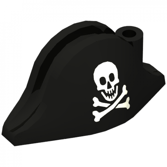 Minifigure, Headgear Hat, Pirate Bicorne with Small Skull and Crossbones Pattern