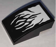 Slope, Curved 3 x 2 with Black Flames on White Background Pattern (Sticker) - Set 76151