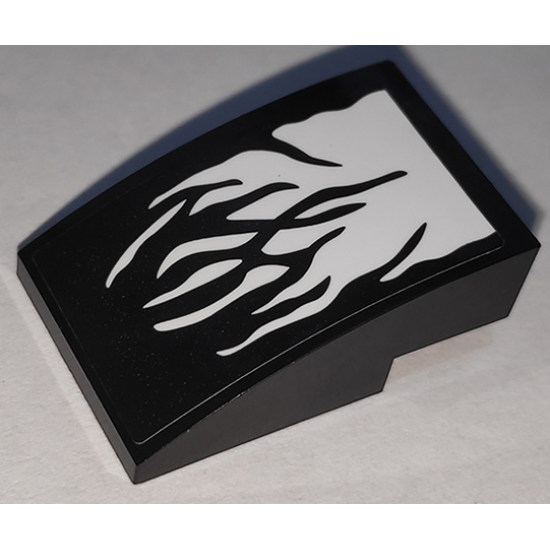 Slope, Curved 3 x 2 with Black Flames on White Background Pattern (Sticker) - Set 76151