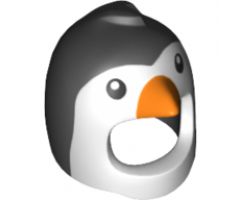 Minifigure, Headgear Mask Penguin / Chicken with White Face, Black Eyes and Orange Beak Pattern