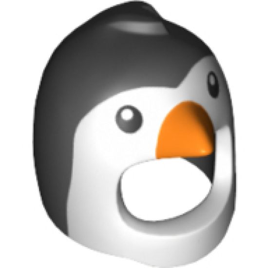 Minifigure, Headgear Mask Penguin / Chicken with White Face, Black Eyes and Orange Beak Pattern