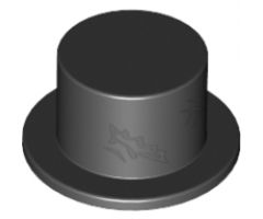 Minifigure, Headgear Hat, Top Hat with Tattered Hole and Scratches Pattern