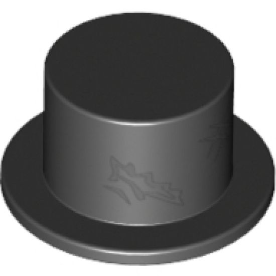 Minifigure, Headgear Hat, Top Hat with Tattered Hole and Scratches Pattern