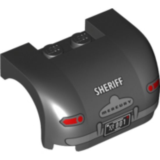 Vehicle, Mudguard 3 x 4 x 1 2/3 Curved with Back with Taillights, Bumper, 'MERCURY' on Trunk Handle and 'SHERIFF' Pattern