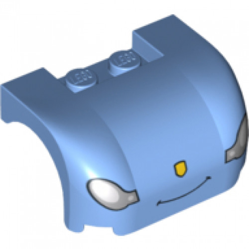 Vehicle, Mudguard 3 x 4 x 1 2/3 Curved with Front with Headlights, Thin Smile and Nose Pattern
