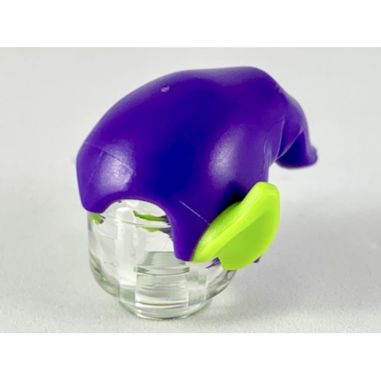 Minifigure, Headgear Hat, Elf Drooping with Pointed Ears with Dark Purple Top Pattern (Green Goblin)