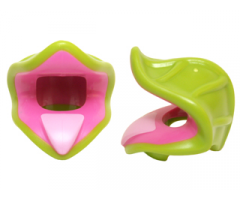 Minifigure, Headgear Plant Venus Fly Trap with Lime Leaves and Bright Pink Tongue Pattern
