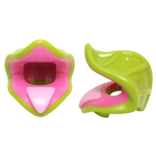 Minifigure, Headgear Plant Venus Fly Trap with Lime Leaves and Bright Pink Tongue Pattern