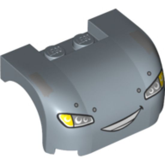 Vehicle, Mudguard 3 x 4 x 1 2/3 Curved with Front with Headlights, Yellow Blinkers and Smile with Teeth Pattern