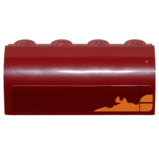 Slope, Curved 2 x 4 x 1 1/3 with Four Recessed Studs with Irregular Orange Patch Pattern (Sticker) - Set 75099