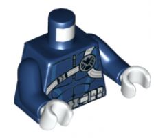 Torso Muscles Outline with Black and Silver SHIELD Logo on White Harness Straps and Utility Belt Pattern / Dark Blue Arms / White Hands