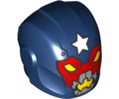 Minifigure, Headgear Helmet Armor Plates and Ear Protectors with White Star, Red Mask with Yellow Eyes and Silver Mouth Pattern