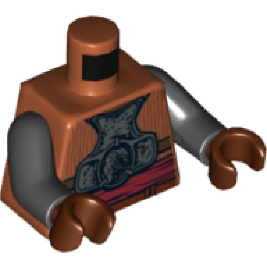 Torso SW Armor Plates with Back Straps and Dark Red Sash Pattern / Black Arms / Reddish Brown Hands