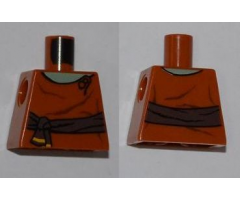 Torso SW Dark Brown Waist Sash, Sand Green Neck Pattern