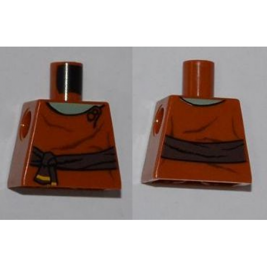 Torso SW Dark Brown Waist Sash, Sand Green Neck Pattern