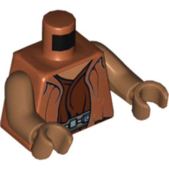 Torso SW Jedi Robe, Dark Tan Belt and Reddish Brown Undershirt Pattern (Ithorian Jedi) / Medium Nougat Arms / Medium Nougat Hands