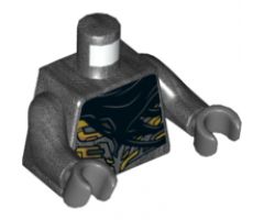 Torso Alien Armor with Gold and Dark Bluish Gray Details, Black Tattered Cape Pattern / Pearl Dark Gray Arms / Dark Bluish Gray Hands