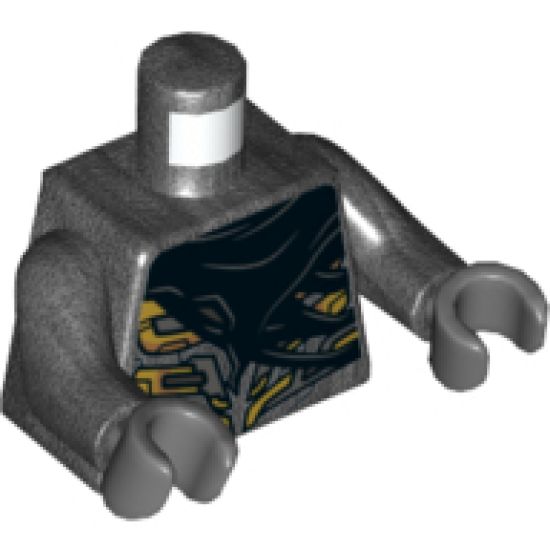 Torso Alien Armor with Gold and Dark Bluish Gray Details, Black Tattered Cape Pattern / Pearl Dark Gray Arms / Dark Bluish Gray Hands