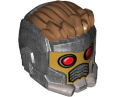 Minifigure, Headgear Helmet Space Wraparound with Medium Nougat Hair on Top, Breathing Vents and Red Eye Holes Pattern (Star-Lord)