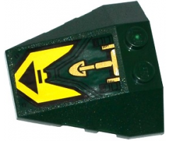 Wedge 4 x 4 Triple with Stud Notches with Black Triangle on Yellow Background and Gold Hydraulic Cylinder Pattern (Sticker) - Set 70735