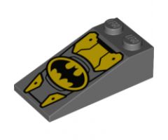 Slope 18 4 x 2 with Oval Batman Logo and Yellow Armor Plates Pattern