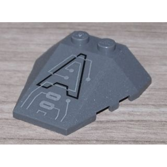 Wedge 4 x 4 Triple with Stud Notches with Exo-Force Circuitry Pattern (Sticker) - Set 7705