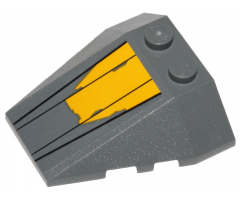 Wedge 4 x 4 Triple with Stud Notches with Jedi Starfighter Hull Plates with Yellow Peeling Paint Pattern (Sticker) - Set 75214