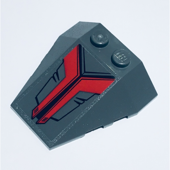 Wedge 4 x 4 Triple with Stud Notches with Black and Red Triangle Pattern (Sticker) - Set 76079