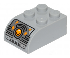 Slope, Curved 3 x 2 x 1 with Four Studs with Juicer Controls and Bright Light Orange Button Pattern (Sticker) - Set 40336